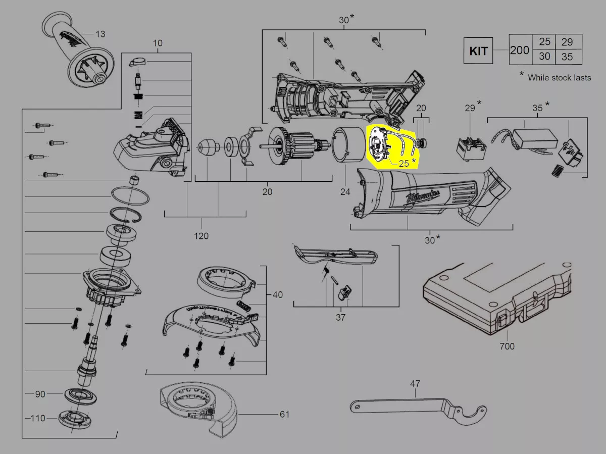 couronne porte balais charbon réf. 4931431774 Milwaukee